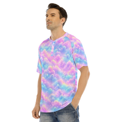 Men's Raglan Sleeve T-shirt With Button Closure