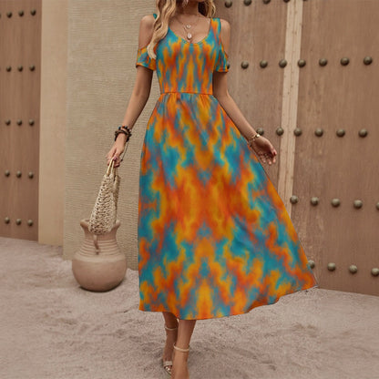 Women's V-neck Off-shoulder Dress