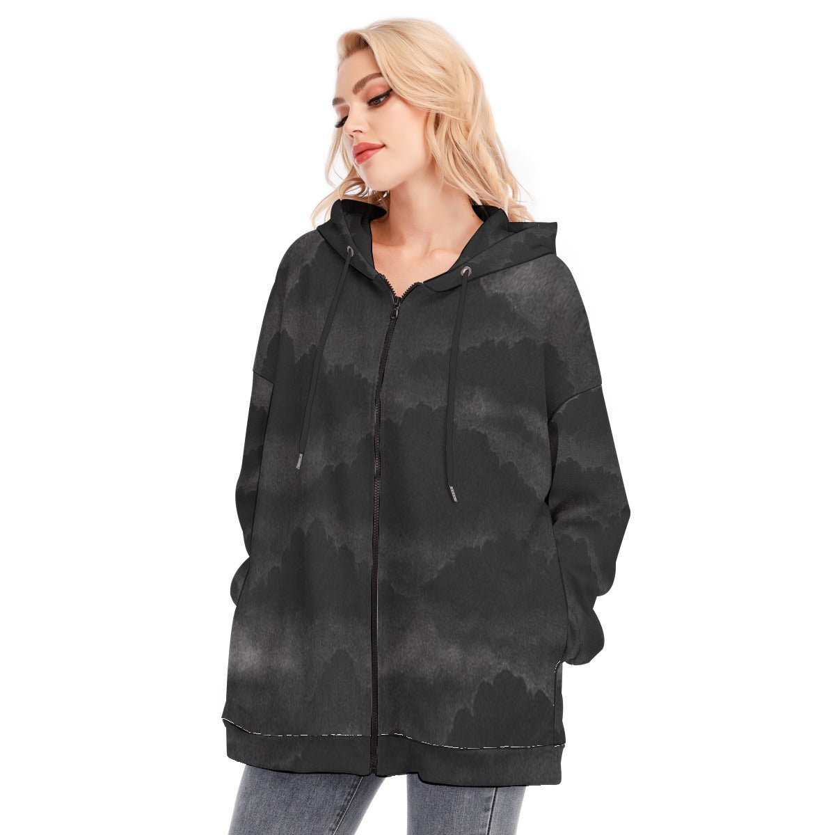Women's Long Hoodie With Zipper Closure