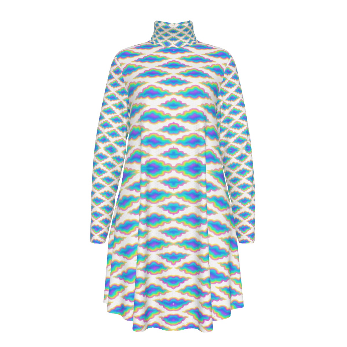 Women's High Neck Dress With Long Sleeve