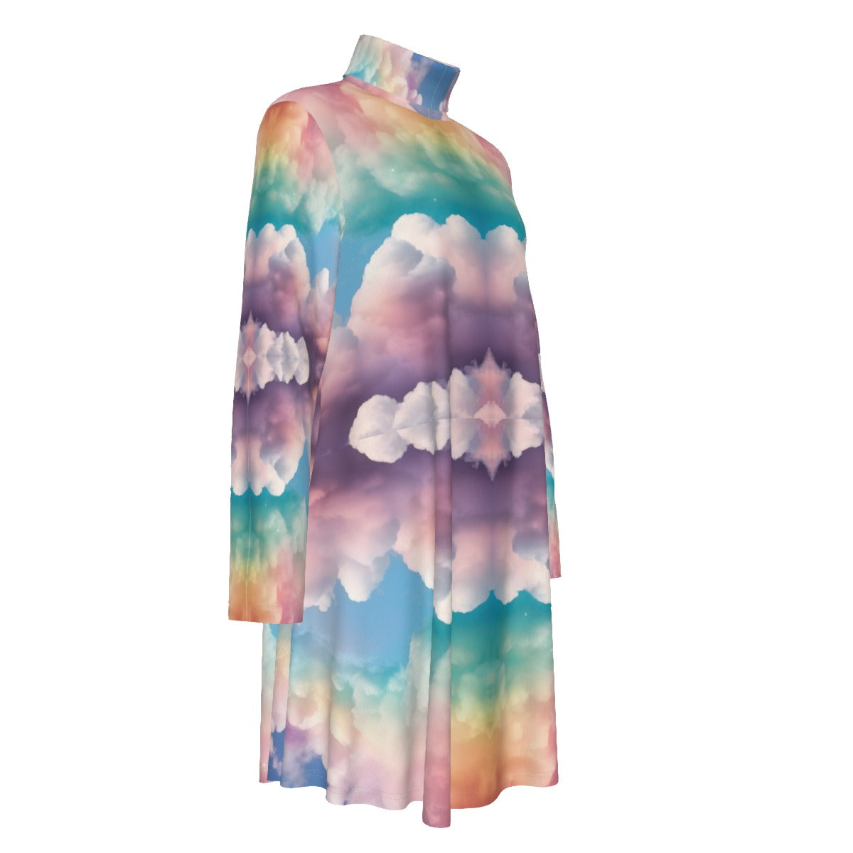 Women's High Neck Dress With Long Sleeve