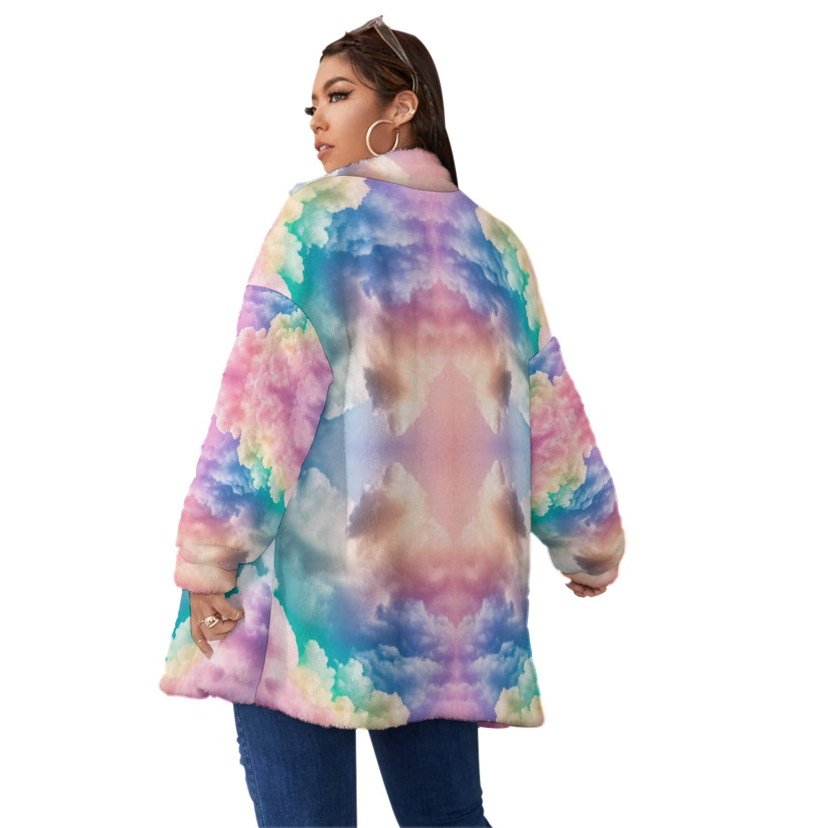 Unisex Borg Fleece Stand-up Collar Coat With Zipper Closure(Plus Size)