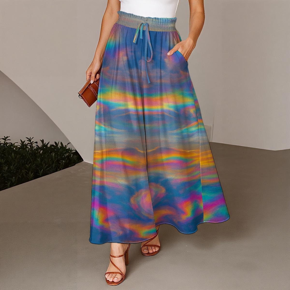 Women's Ruffled Wide-Leg Pants