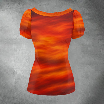 Women's Puff Sleeve Pleated Shirt