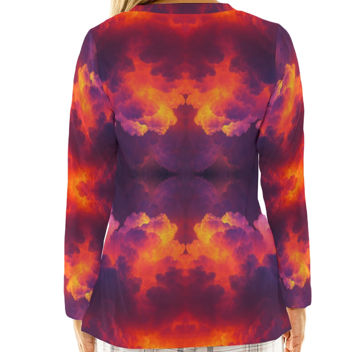 Women's Loose V-Neck T-Shirt With Long Sleeve