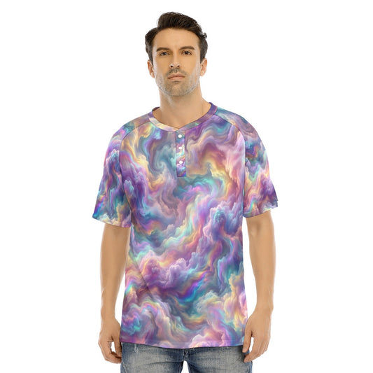 Men's Raglan Sleeve T-shirt With Button Closure