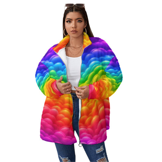 Unisex Borg Fleece Stand-up Collar Coat With Zipper Closure(Plus Size)