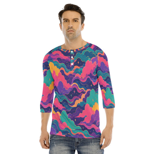 Men's Bracelet Sleeve T-shirt With Button Closure - view 1