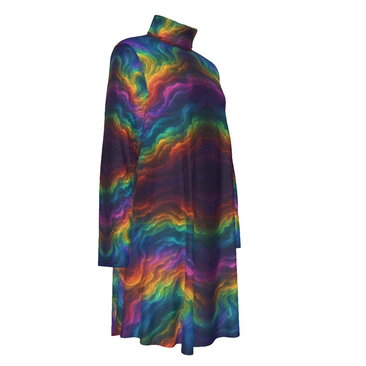 Women's High Neck Dress With Long Sleeve