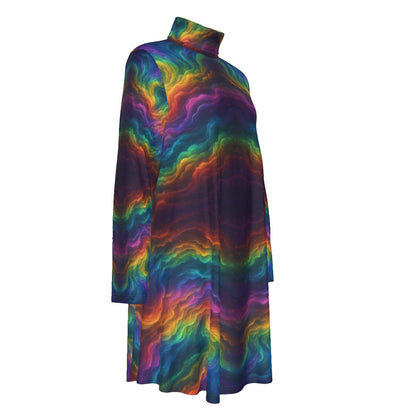 Women's High Neck Dress With Long Sleeve