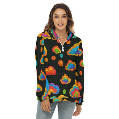 Women's Borg Fleece Hoodie With Half Zip