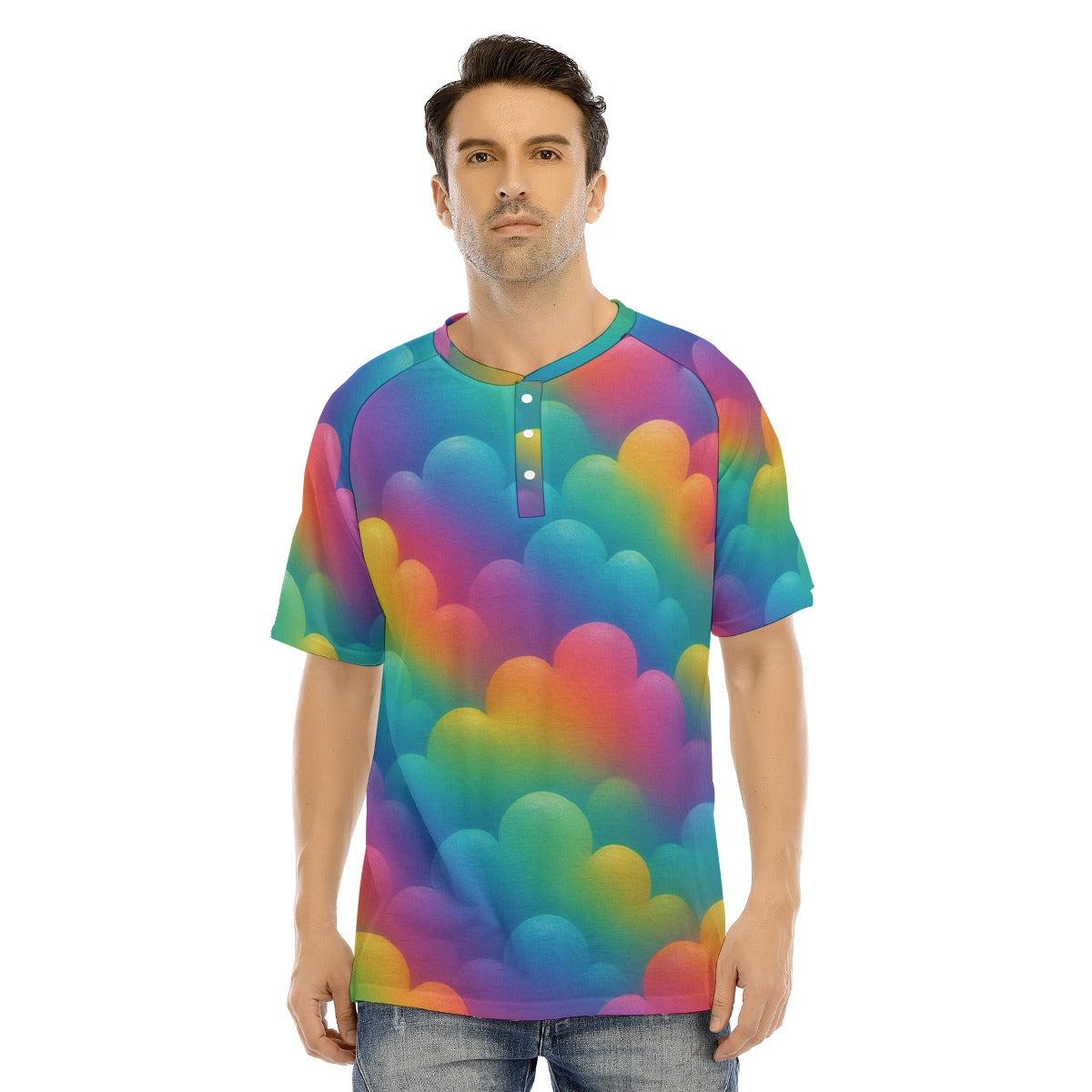 Men's Raglan Sleeve T-shirt With Button Closure