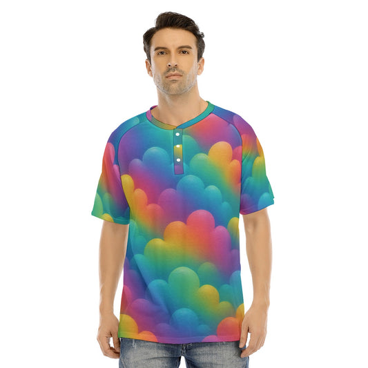 Men's Raglan Sleeve T-shirt With Button Closure