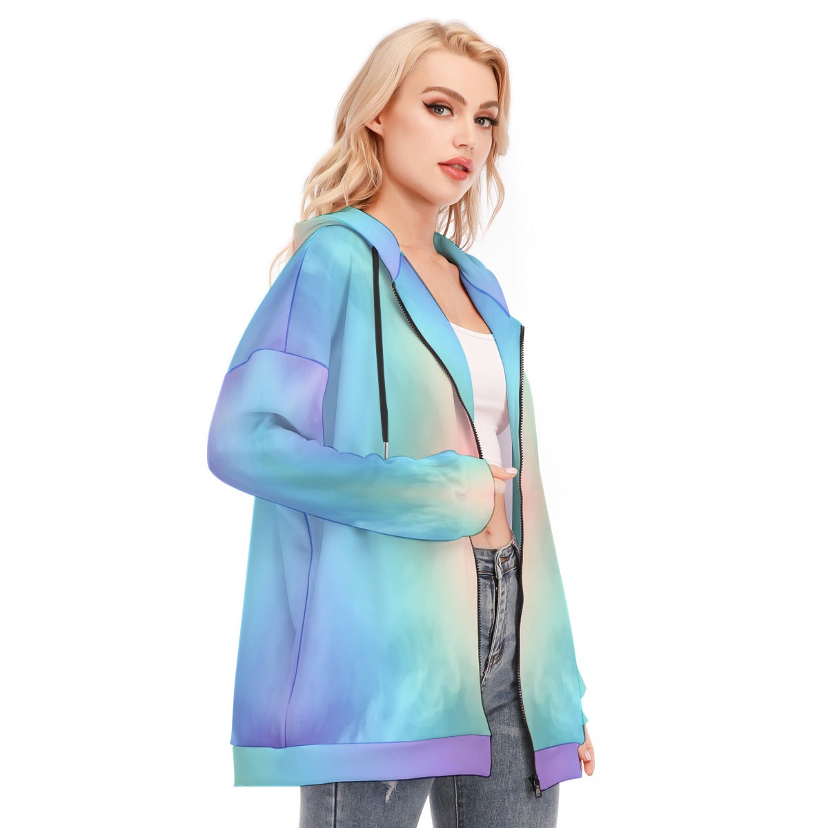Women's Long Hoodie With Zipper Closure