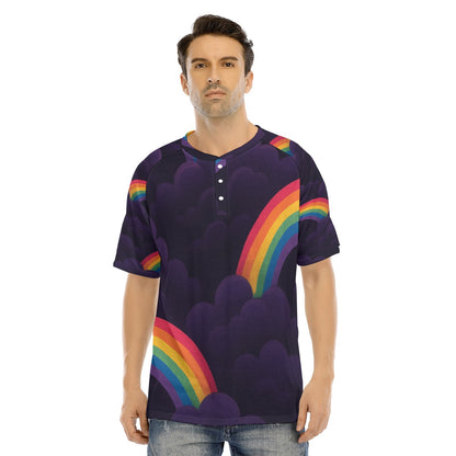 Men's Raglan Sleeve T-shirt With Button Closure