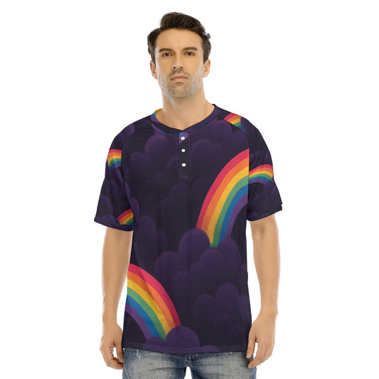 Men's Raglan Sleeve T-shirt With Button Closure