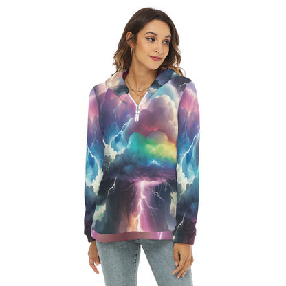 Women's Borg Fleece Hoodie With Half Zip