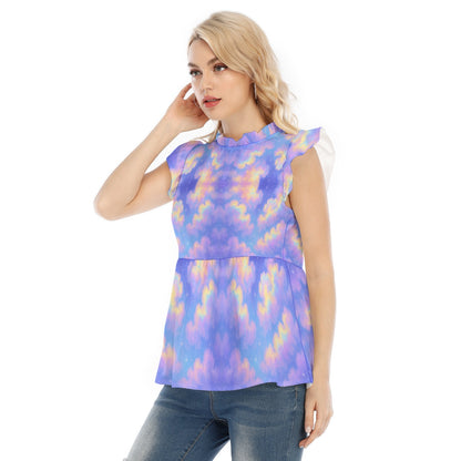 Women's Blouse With Lotus Leaf Lace