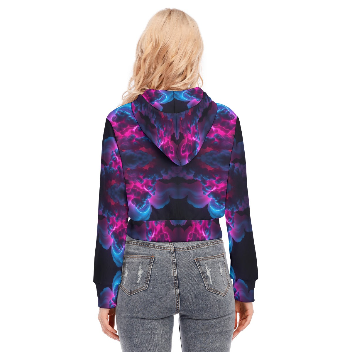 Women's Crop Top Hoodie With Zipper Closure