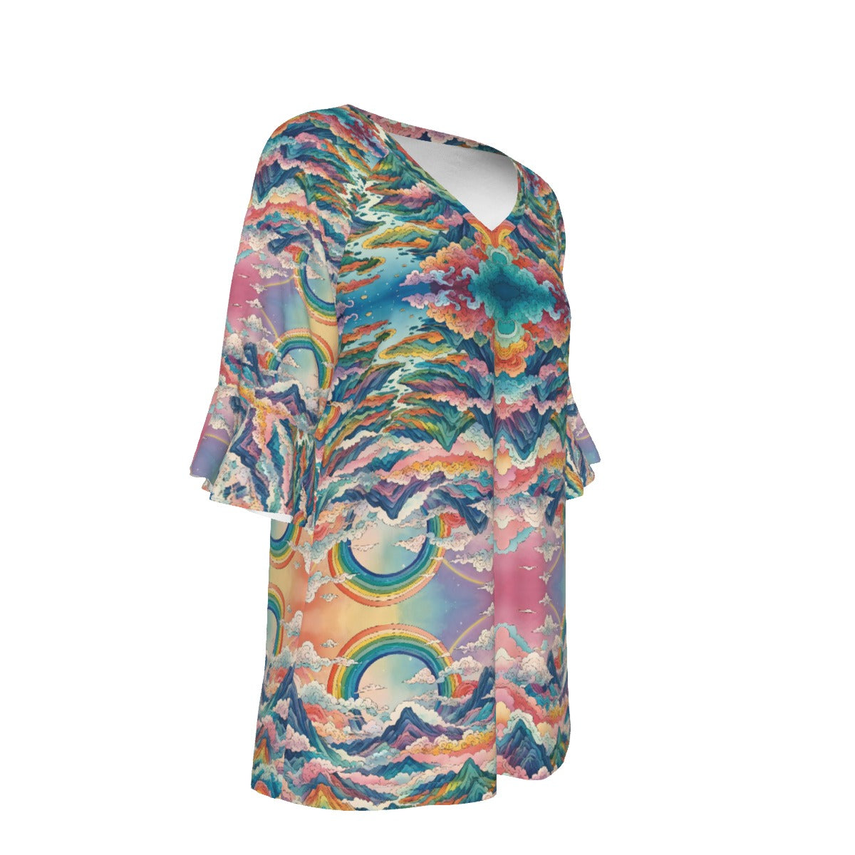 V-neck Women's T-shirt With Bell Sleeve