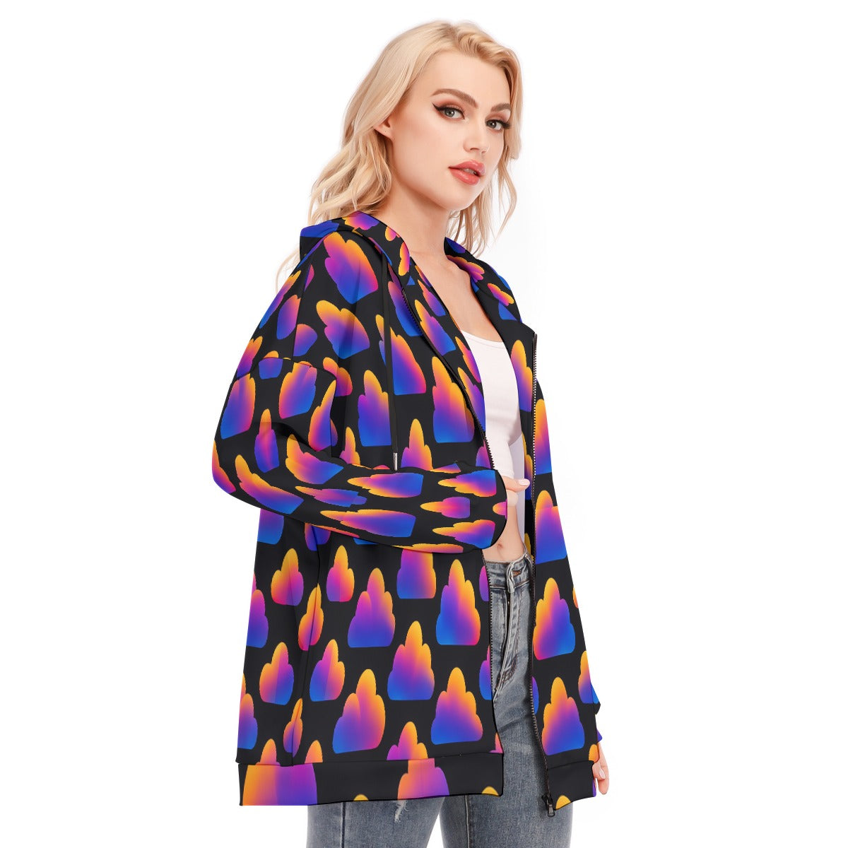 Women's Long Hoodie With Zipper Closure