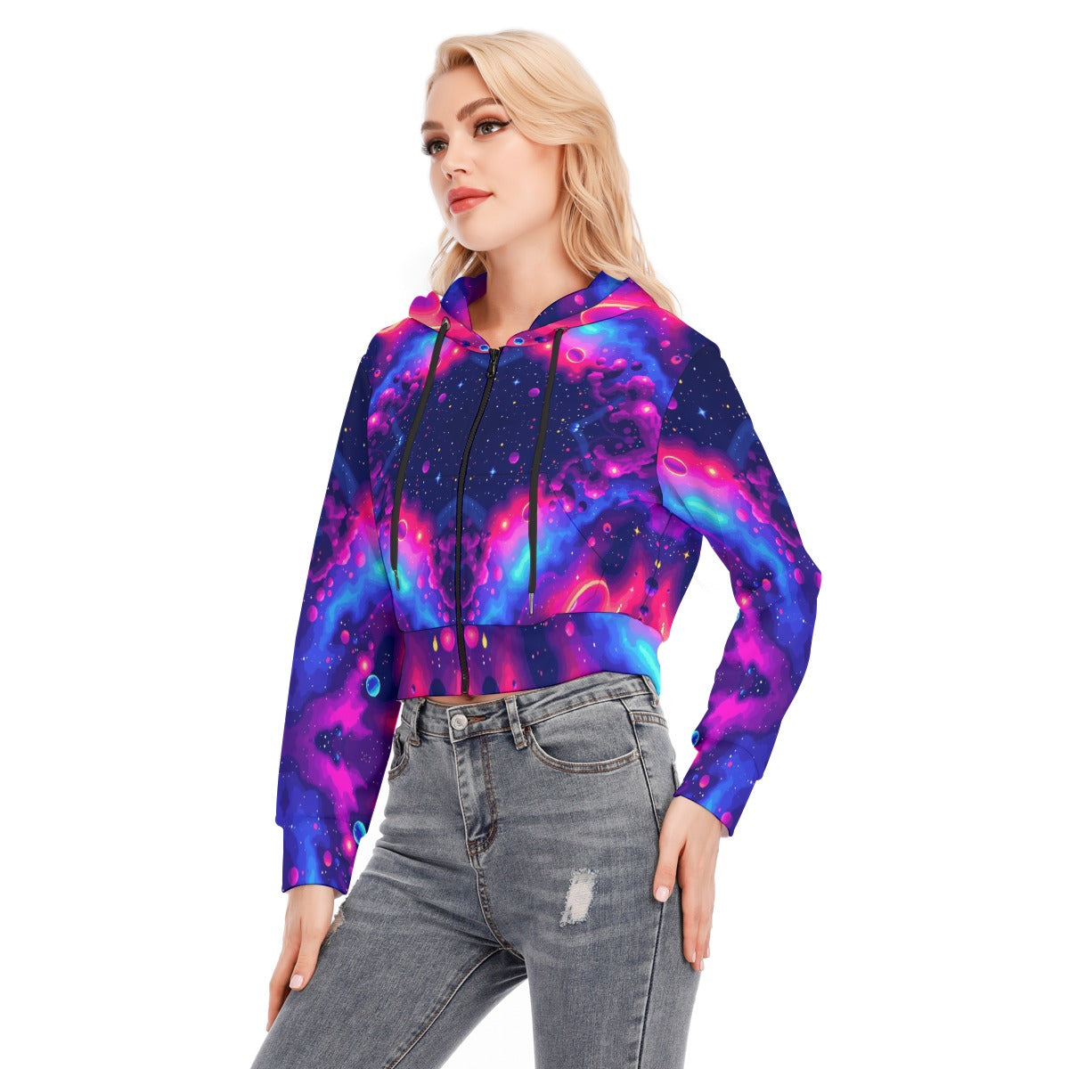 Women's Crop Top Hoodie With Zipper Closure