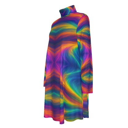 Women's High Neck Dress With Long Sleeve