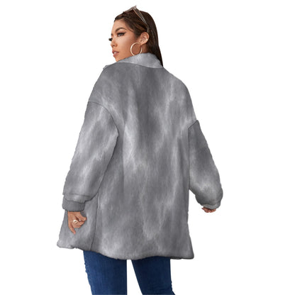 Unisex Borg Fleece Stand-up Collar Coat With Zipper Closure(Plus Size)