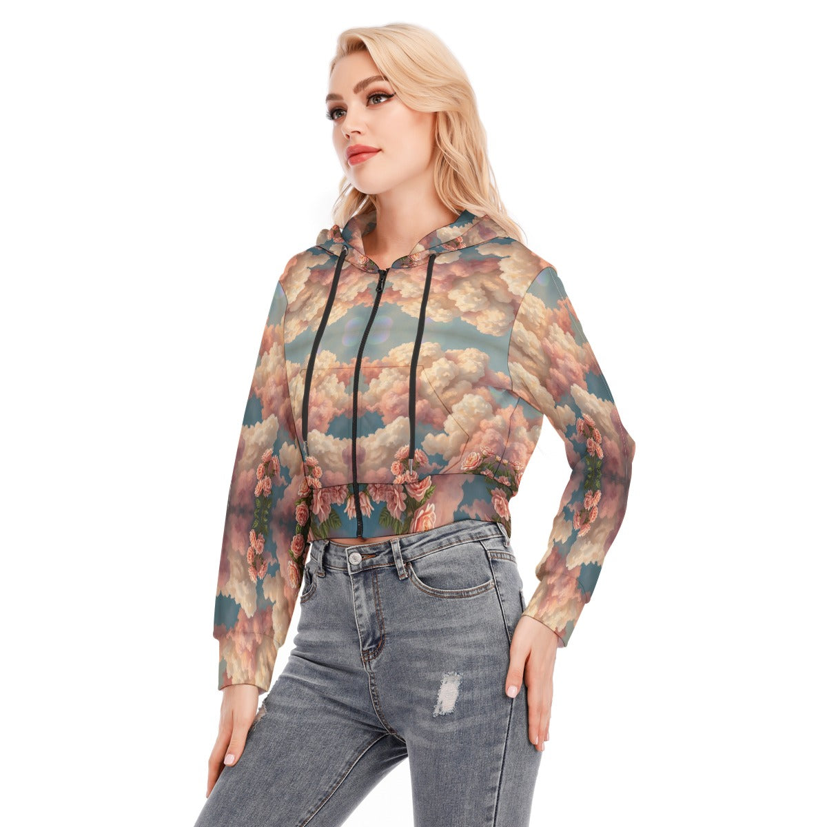 Women's Crop Top Hoodie With Zipper Closure