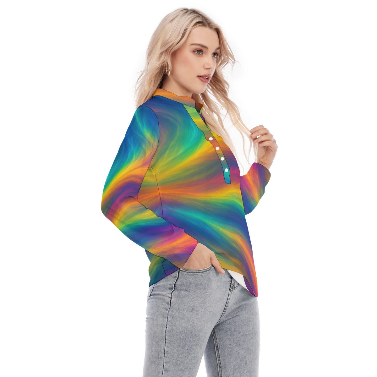 Women's Long Sleeve Blouse With Button Closure