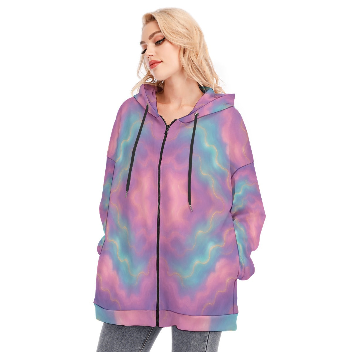 Women's Long Hoodie With Zipper Closure