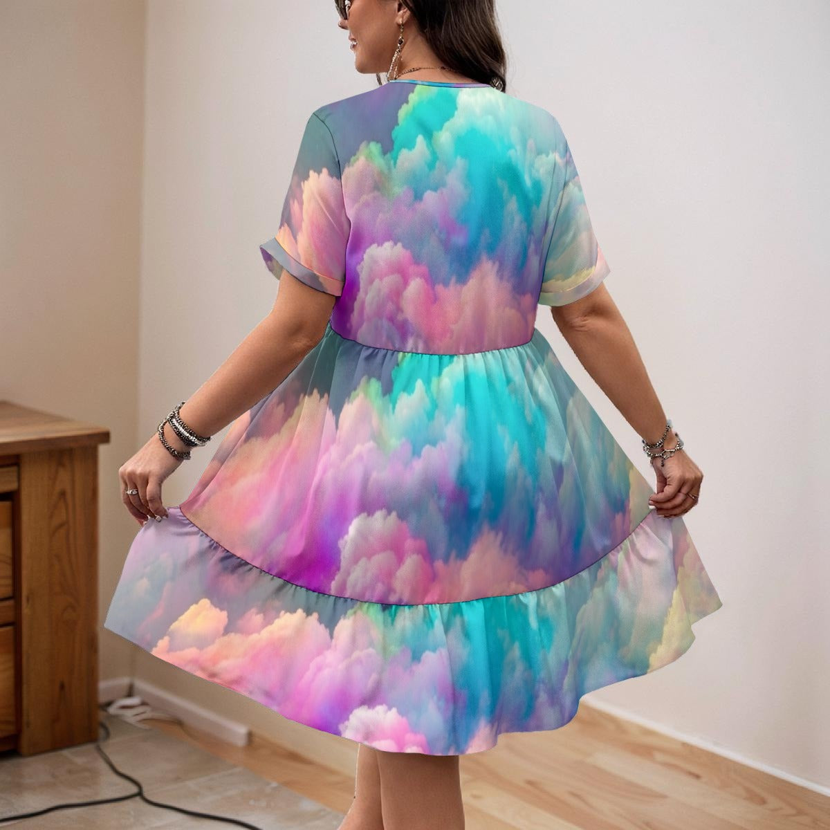 Women’s Floral V-Neck Short Sleeve Dress