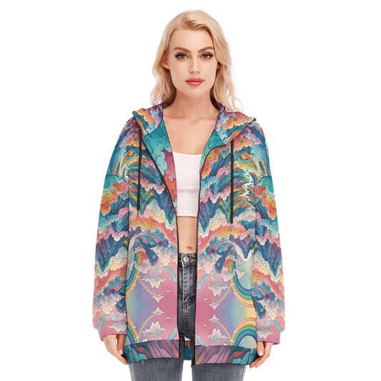 Women's Long Hoodie With Zipper Closure