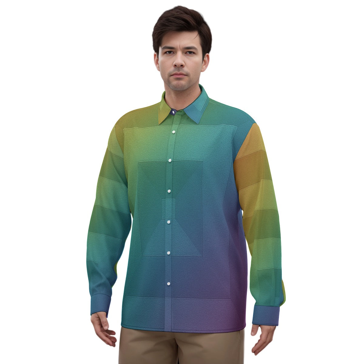 Men's Imitation Silk Long-Sleeved Shirt