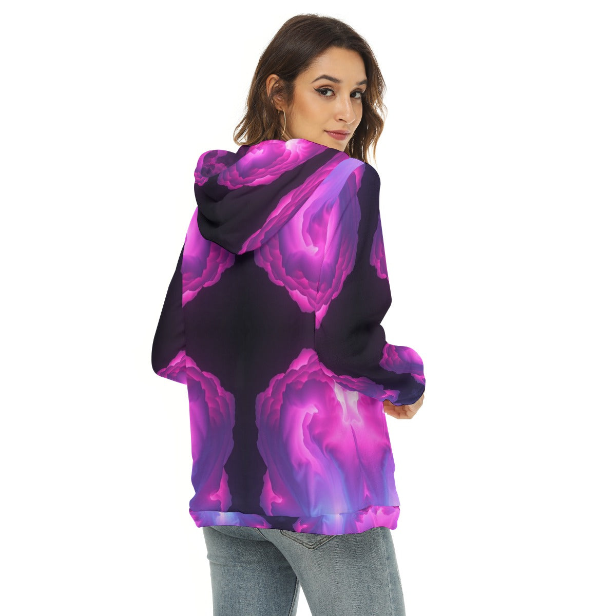 Women's Borg Fleece Hoodie With Half Zip