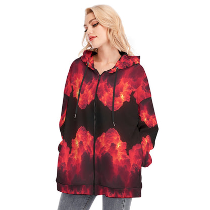 Women's Long Hoodie With Zipper Closure