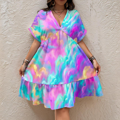 Women’s Floral V-Neck Short Sleeve Dress