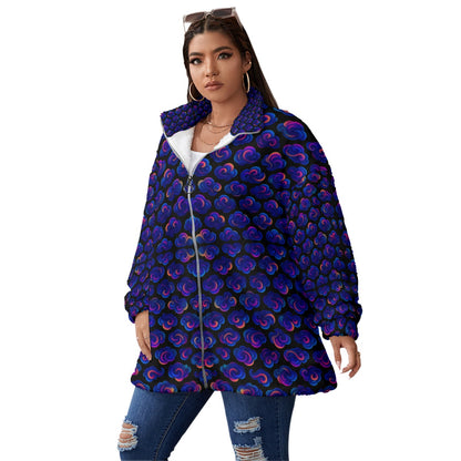 Unisex Borg Fleece Stand-up Collar Coat With Zipper Closure(Plus Size)