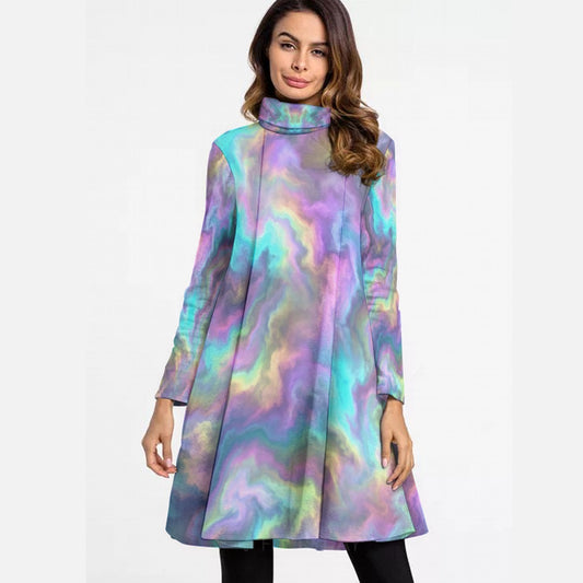 Women's High Neck Dress With Long Sleeve