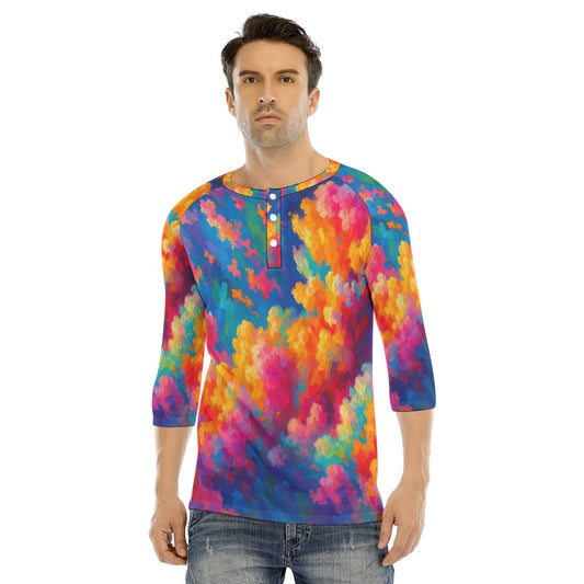 Men's Bracelet Sleeve T-shirt With Button Closure - view 1