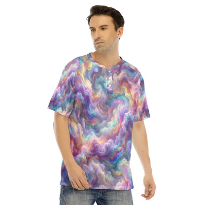 Men's Raglan Sleeve T-shirt With Button Closure