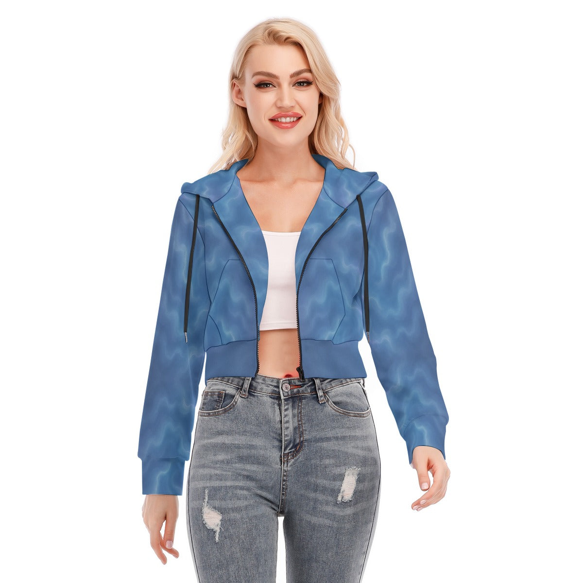 Women's Crop Top Hoodie With Zipper Closure