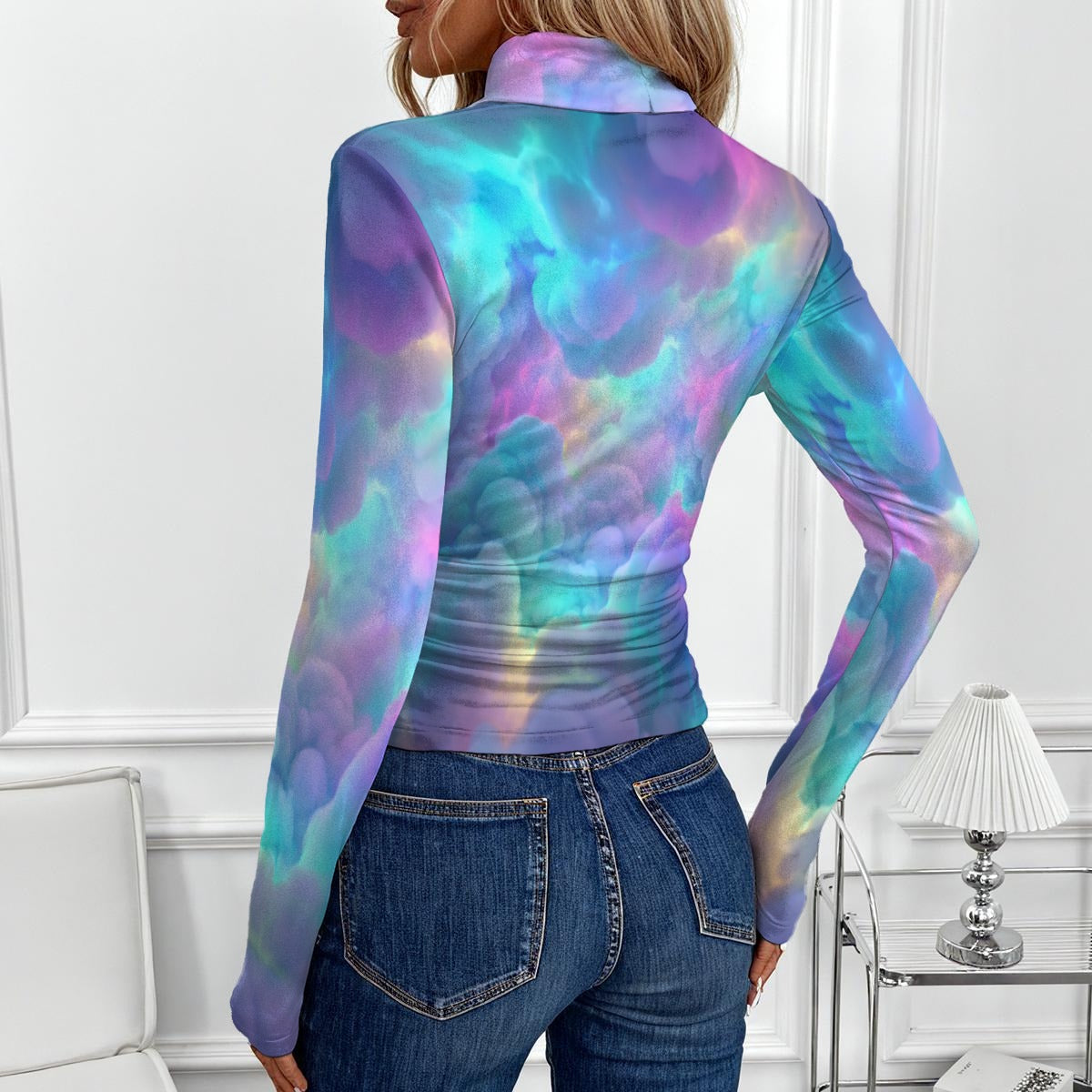 Women's Women's High-Neck Top With Long Sleeve