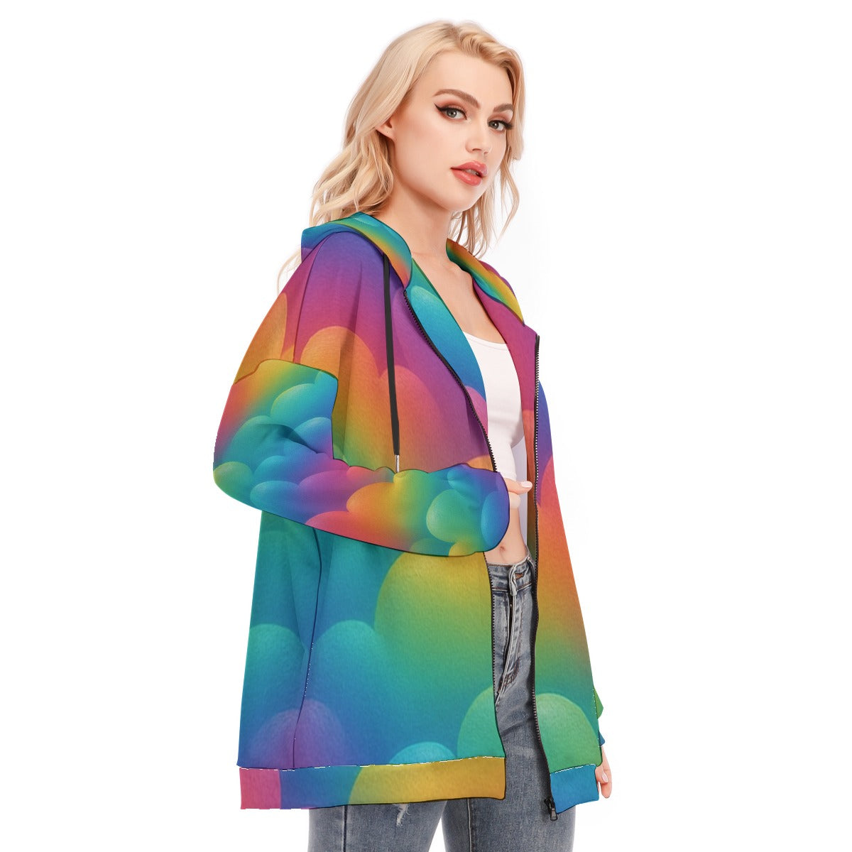 Women's Long Hoodie With Zipper Closure