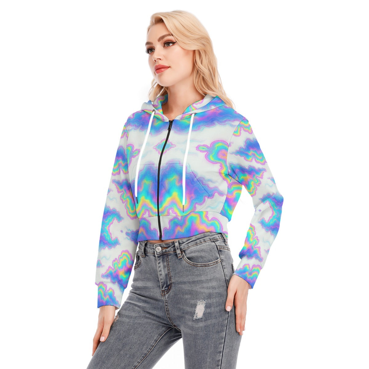 Women's Crop Top Hoodie With Zipper Closure