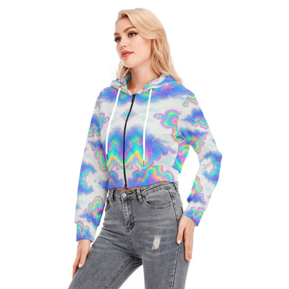 Women's Crop Top Hoodie With Zipper Closure