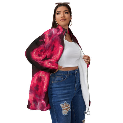 Unisex Borg Fleece Stand-up Collar Coat With Zipper Closure(Plus Size)