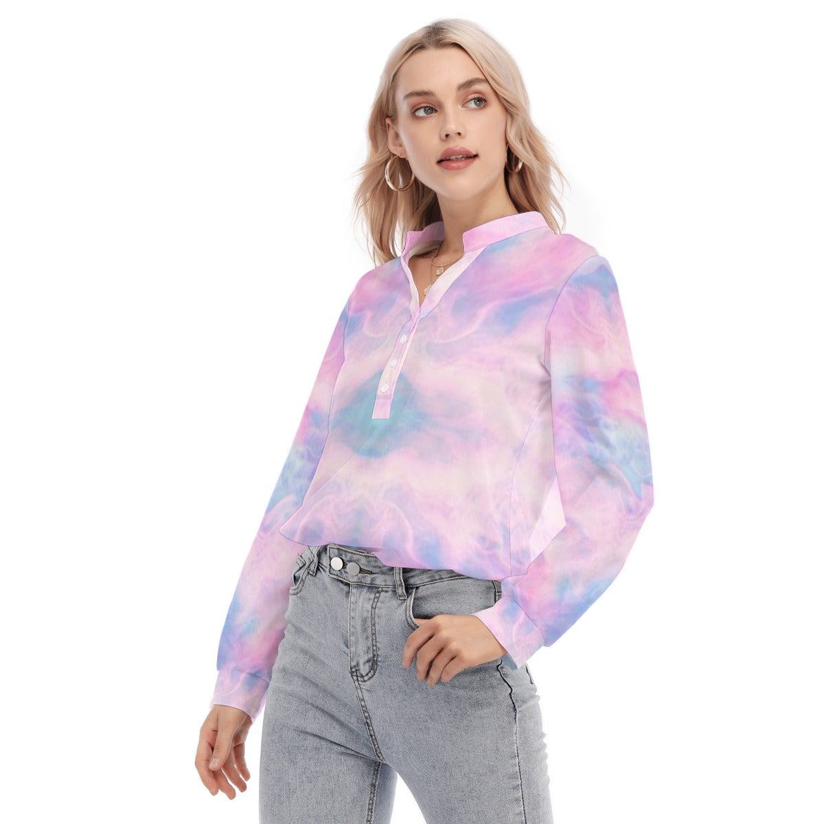 Women's Long Sleeve Blouse With Button Closure