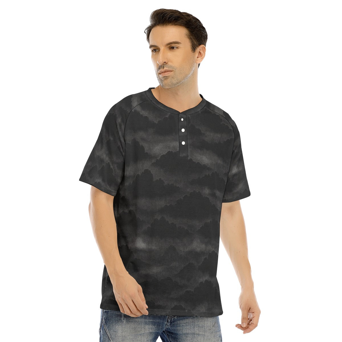 Men's Raglan Sleeve T-shirt With Button Closure