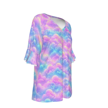V-neck Women's T-shirt With Bell Sleeve